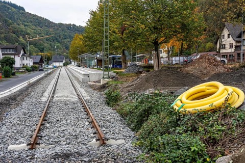 Reconstruction in the Ahr Valley, after the flood of July 2021, restoration of the railway