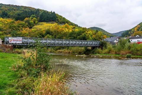 Temporary bridges across the Ahr, in the Ahr Valley, after the flood of July 2021, built by the