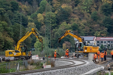 Reconstruction in the Ahr Valley, after the flood of July 2021, restoration of the railway
