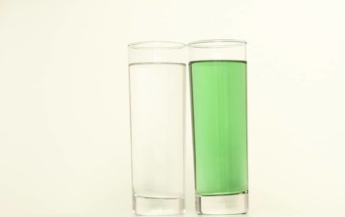 Two glasses of green liquid on white background, São Paulo, Brazil