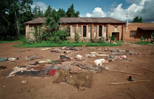 RWA Rwanda Nyamata Victims of the genocide lie in front of a church in Nyamata south of the capital