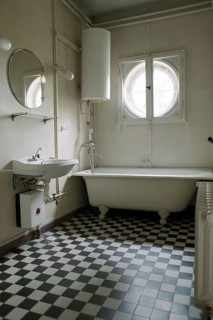Potsdam-Caputh, DEU, Germany. 26.04.2002 - Albert Einstein's summer residence: bathroom of the