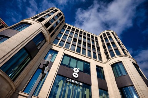 Exterior view of Das Gerber shopping center, Logo, Stuttgart, Baden-Württemberg, Germany