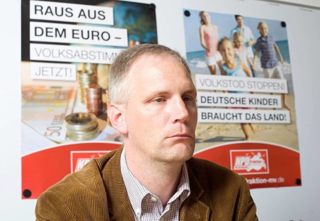 Germany Jamel NPD politician Stefan Köster during an interview at his party office