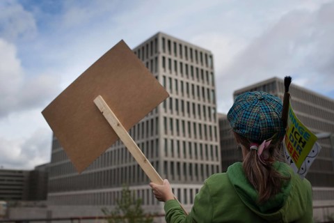 DEU Germany Germany Berlin Campact protest against data collection, espionage and surveillance in