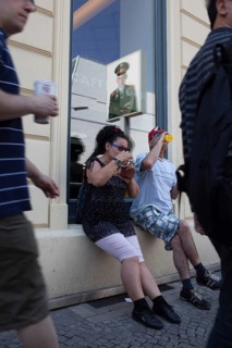 DEU Germany Germany Berlin tourists at Checkpoint Charlie