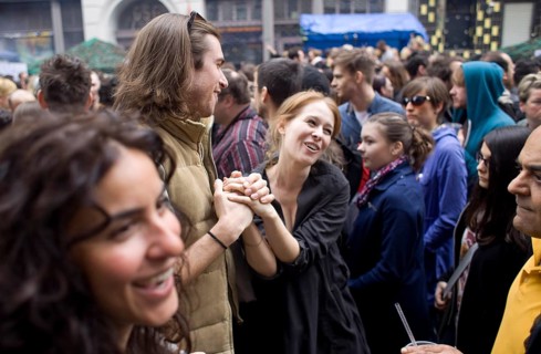 GERMANY Man and woman dance at the May Day rally in Oranienstraße Germany Berlin Couple dances