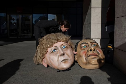 DEU Germany Germany Berlin protest action by Campact against NSA espionage in front of the SPD