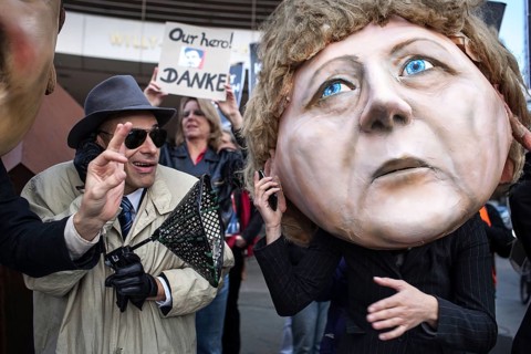 DEU Germany Germany Berlin protest action by Campact against NSA espionage in front of the SPD