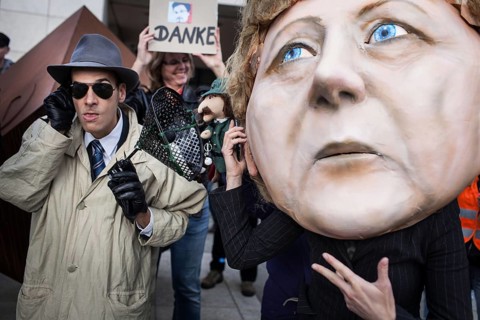 DEU Germany Germany Berlin protest action by Campact against NSA espionage in front of the SPD