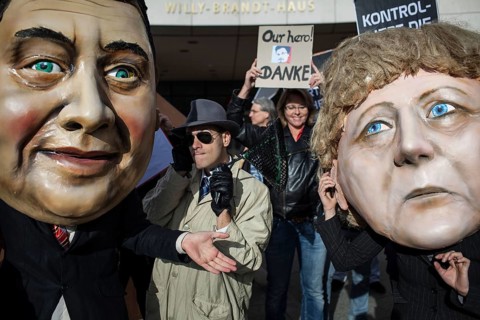 DEU Germany Germany Berlin protest action by Campact against NSA espionage in front of the SPD