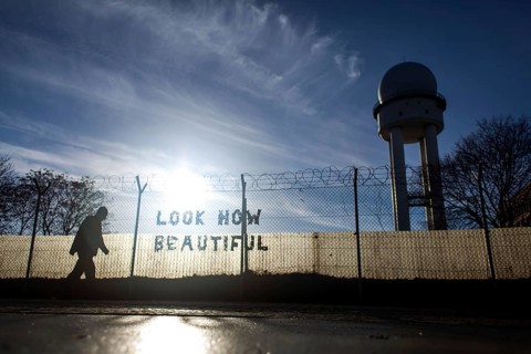 DEU Germany Berlin 'Look how beautiful, 'an installation on the fence of the former Tempelhof