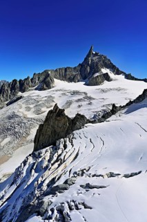 View of the Glacier du Géant from the Télécabine Panorama Railway, behind the Dente del Gigante,