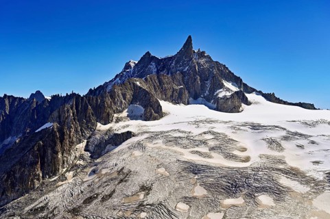 View of the Glacier du Géant from the Télécabine Panorama Railway, behind the Dente del Gigante,