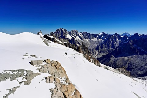 View of the Aiguille Vert mountains, Les Droites, Les Courtes, Aiguille du Midi mountain station,