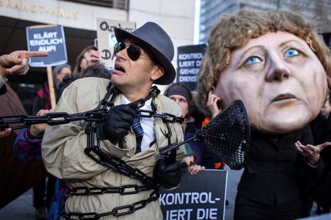 DEU Germany Germany Berlin protest action by Campact against NSA espionage in front of the SPD