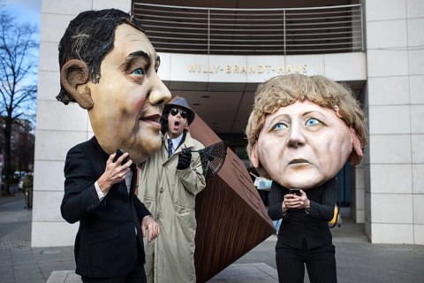 DEU Germany Germany Berlin protest action by Campact against NSA espionage in front of the SPD