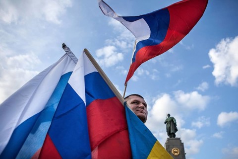 DEU Germany Germany Berlin Pro-Russian demonstration against NATO expansion in Ukraine and for