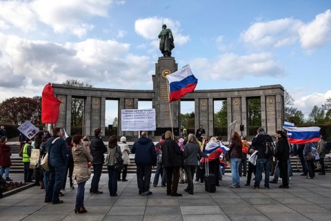 DEU Germany Germany Berlin Pro-Russian demonstration against NATO expansion in Ukraine and for