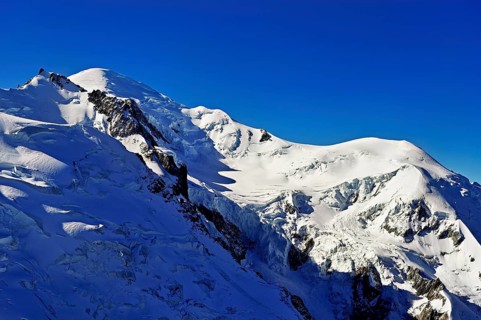 Mont Maudit covered with snow from the left, Mont-Blanc, Dôme du Goûter, Aiguille du Midi mountain