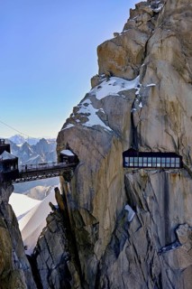 Bridge connecting the viewing platforms, Aiguille du Midi mountain station, Chamonix-Mont-Blanc,
