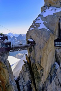 Bridge connecting the Aiguille du Midi mountain station viewing platforms, Chamonix-Mont-Blanc,