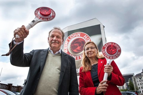DEU Germany Germany Berlin Michaela Rosenberger and Frank Bsirke presenting a campaign on the
