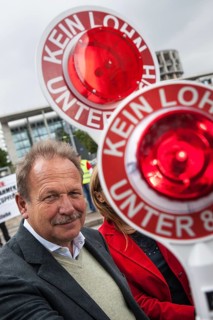 DEU Germany Germany Berlin Michaela Rosenberger and Frank Bsirke presenting a campaign on the