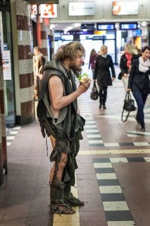 DEU Germany Germany Berlin A homeless person at Bahnhof Zoo