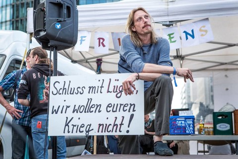 DEU Germany Germany Berlin The initiator of the Monday demonstration, Lars Mährholz, during a rally