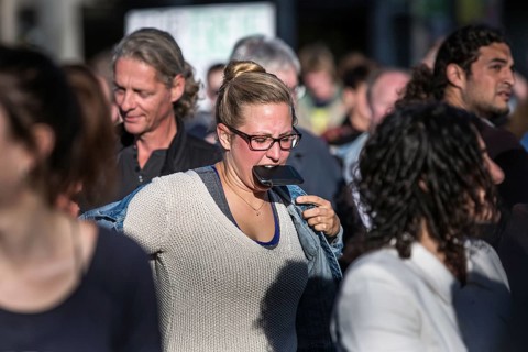DEU Germany Germany Berlin Monday demonstration on Potsdamer Platz, as an alternative during the
