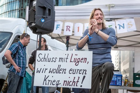 DEU Germany Germany Berlin The initiator of the Monday demonstration, Lars Mährholz, during a rally