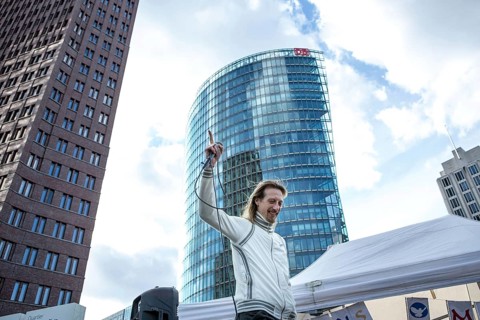 DEU Germany Germany Berlin The initiator of the Monday demonstration, Lars Mährholz, during a rally