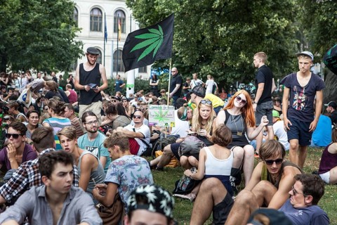 DEU Germany Germany Berlin demonstrators at the Hemp Parade 2014