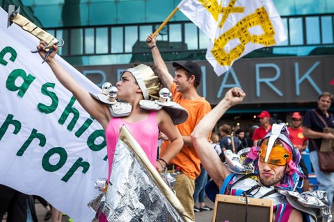 DEU Germany Germany Berlin Opening of a Primark movie at Alexanderplatz. Protests by several groups