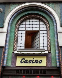 DEU Germany Germany Berlin The façade of a casino window decorated with mosaics on Nürnberger