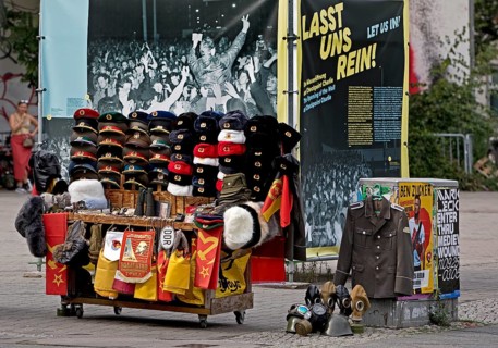 Mobile souvenir shop at Checkpoint Charlie, Berlin, Germany