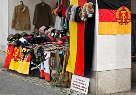 Mobile souvenir shop at Checkpoint Charlie, Berlin, Germany