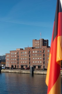 Harbor, Baltic Sea, Kiel Fjord, shipping traffic, wharf, pier, Sartori Berger Speicher, red brick