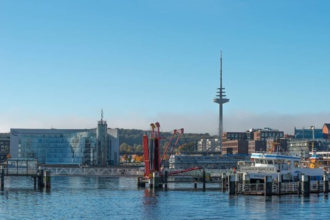 Harbor, Baltic Sea, city view Kiel, Kiel Fjord, shipping traffic, regular ferry service, Hörn