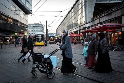 DEU Germany Germany Berlin Muslim woman at Alexanderplatz