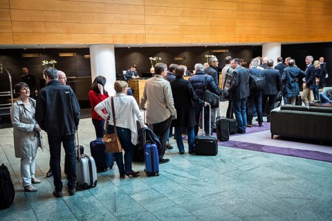DEU Germany Germany Berlin manager meeting at the Hyatt Hotel in Berlin. Front desk attendees in