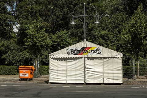 DEU Germany Germany Berlin Bratwurst seller's tent on the European championship 2016 fan mile on