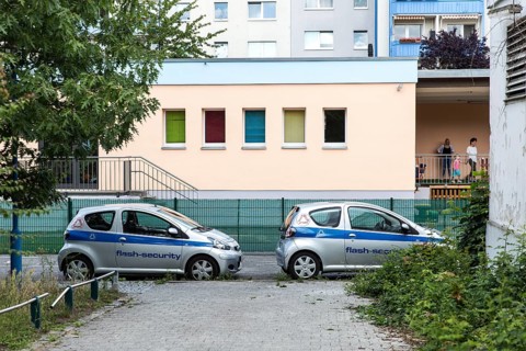 DEU Germany Germany Berlin Living in Berlin-Hellersdorf. Company car of a security service