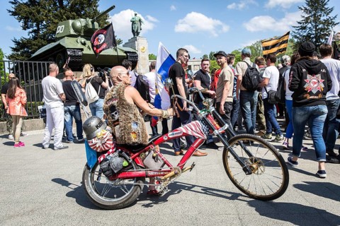 DEU Germany Germany Berlin Members of the Russian rocker group Nightwolves celebrated the 71st
