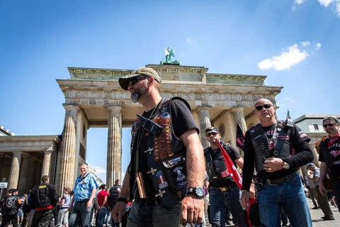 DEU Germany Germany Berlin Members of the Russian rocker group Nightwolves celebrated the 71st