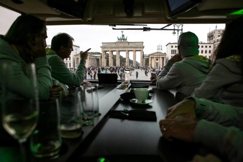 DEU Germany Germany Berlin Exclusive dining experience on a bus with integrated kitchen, the