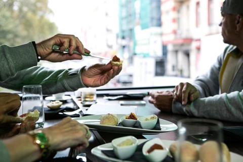 DEU Germany Germany Berlin Exclusive dining experience on a bus with integrated kitchen, the