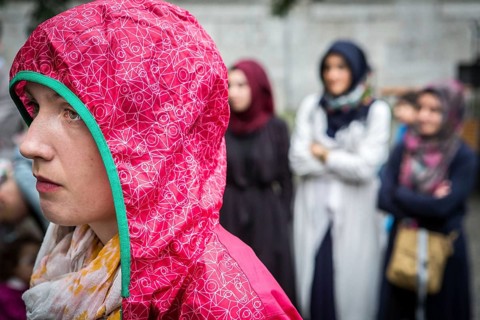 DEU Germany Germany Berlin Protest rally against intolerance of wearing headscarves and the ban on