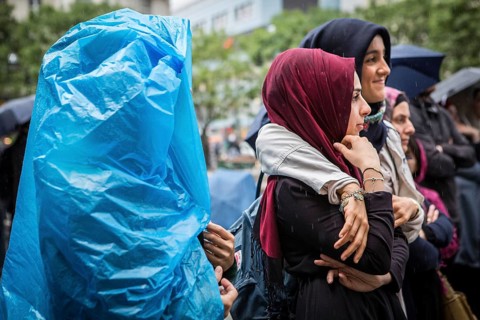 DEU Germany Germany Berlin Protest rally against intolerance of wearing headscarves and the ban on